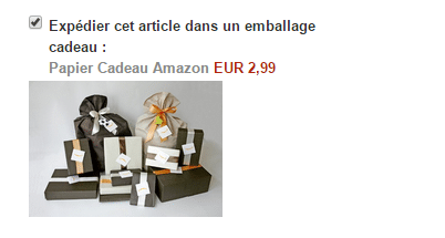 Amazon facture le service emballage cadeau 2,99 €